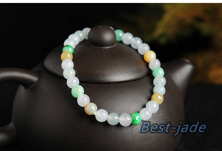 Certificated High quality Grade A Natural JadeIet Hand carved Jade Round bead Ball bangle Bracelet Chain Green gemstone Burma stone Armband