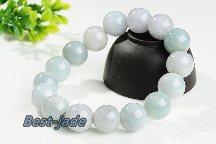 High quality Natural Grade A Jadeite 13*13mm Hand carved Round bead Ball Bracelet Chain Green gemstone Burma jade stone