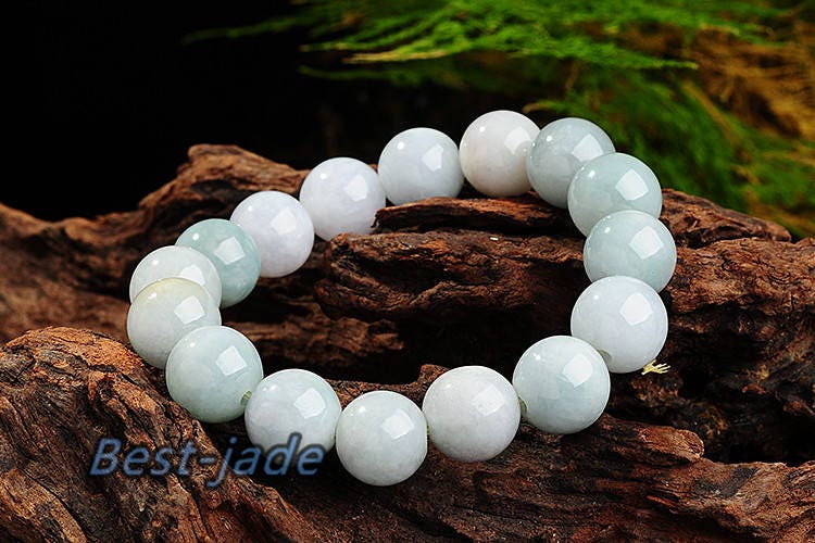 High quality Natural Grade A Jadeite 13*13mm Hand carved Round bead Ball Bracelet Chain Green gemstone Burma jade stone