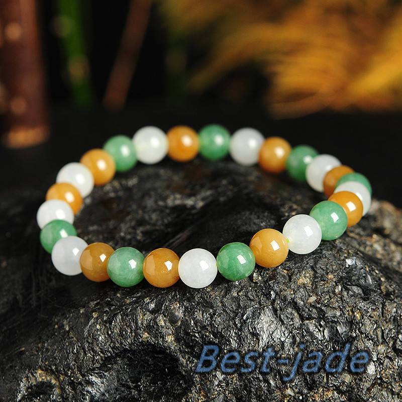 High quality Grade A Natural Jadeite 7*7mm Hand carved Jade Round bead Ball bangle Bracelet Chain Green gemstone Burma stone