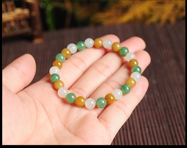 High quality Grade A Natural Jadeite 7*7mm Hand carved Jade Round bead Ball bangle Bracelet Chain Green gemstone Burma stone