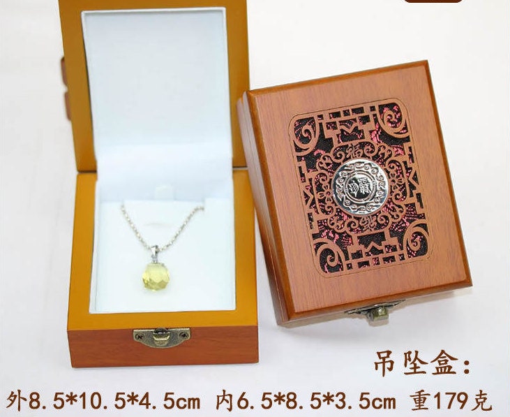 Solid wood Handmade Wooden Jewelry Box Treasure Storage Necklace Pendant Boxe Wholesale Case gaine Anhänger hanging jadeite boxes