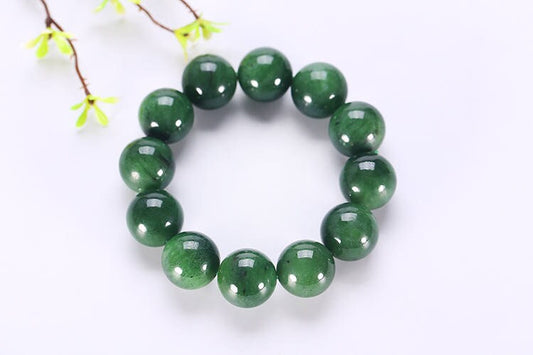 Canadian jasper BIG 20mm BC Top Grade A Green Hand carved Natural Nephrite Jade Beads Bangle Bracelet Pounamu Maori Nephrite NZ Jade Ball