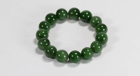 Zertifizierter Top 14 mm kanadischer Nephrit-Jade-Perlen-Armreif, Pounamu-Nephrit-Jaspis-Kugel-Womrn-BC-Kette