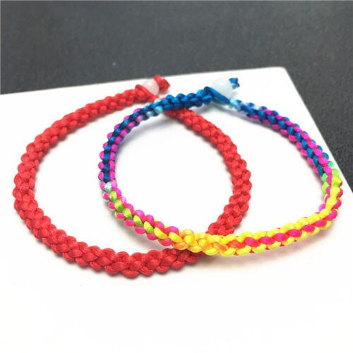 1 Pair Hand LINE  Yellow blue RED Colorful  Hand Woven Braided Rope Lady hand String Cord  girl strap boy chain Chinese Style