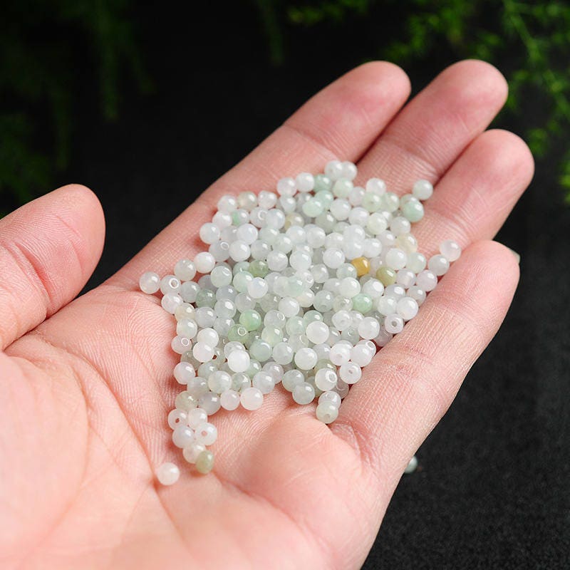 100PCS Wholesale 3mm~13mm Grade A Jade Burma Jadeite White jade Beads Ball hand carved DIY necklace earrings jadegift