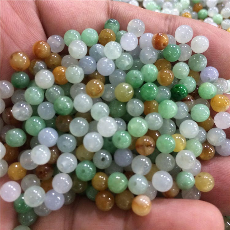 Good Quality 50PCS  3mm~13mm Grade A Jade Natural Burma  Jadeite Roundness Beads Ball GREEN WHITE jade bead DIY jade earrings