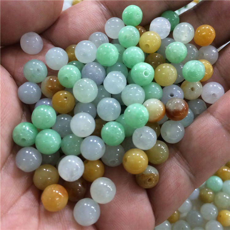 Good Quality 50PCS  3mm~13mm Grade A Jade Natural Burma  Jadeite Roundness Beads Ball GREEN WHITE jade bead DIY jade earrings