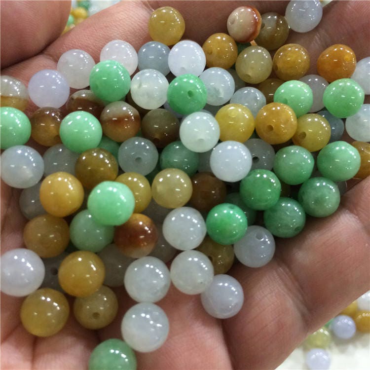 Good Quality 50PCS  3mm~13mm Grade A Jade Natural Burma  Jadeite Roundness Beads Ball GREEN WHITE jade bead DIY jade earrings