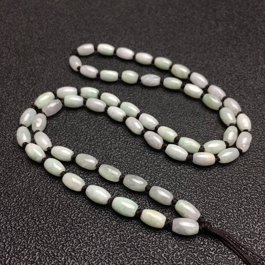 PROMOTION Grade A jade Natural Jadeite Hand carved Necklace Girl Chain Jadeite Oval bead  Green gemstone Burma jade beads chain