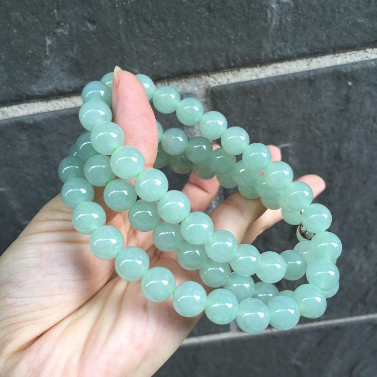 Certificated Grade A Natural Jadeite Hand weaving string Hand carved Necklace Girl Chain Round bead Green gemstone Burma 9.5*9.5mm