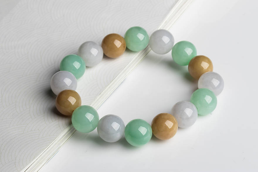 High quality Grade A JadeIet Burma Jade 13mm Round bead Bracelet Green  Myanmar stone beads chain