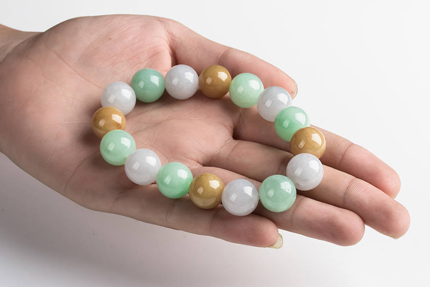 High quality Grade A JadeIet Burma Jade 13mm Round bead Bracelet Green  Myanmar stone beads chain