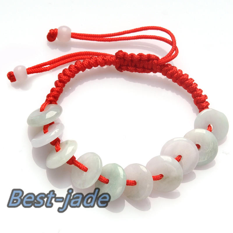 Certificated Jade Grade A  Natural Jadeite Hand carved Jade Round bead bangle Bracelet Chain Burma stone Armband string rope