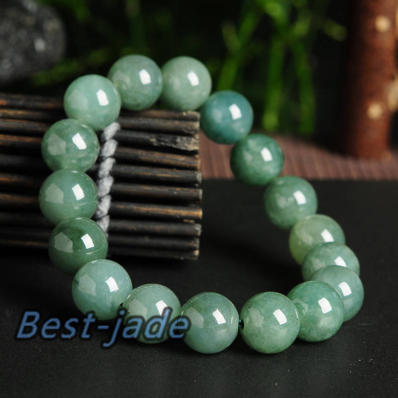 Certificated High quality Grade A Natural JadeIet Hand carved Jade Round bead Ball bangle Bracelet Chain Green gemstone Burma stone Armband