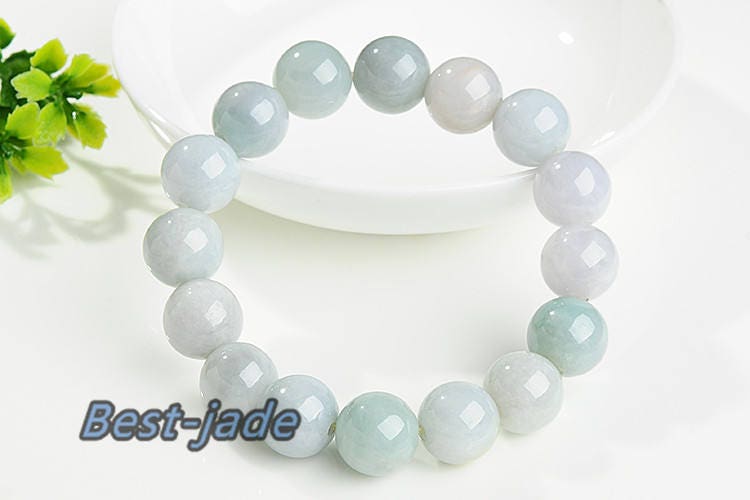 High quality Natural Grade A Jadeite 13*13mm Hand carved Round bead Ball Bracelet Chain Green gemstone Burma jade stone