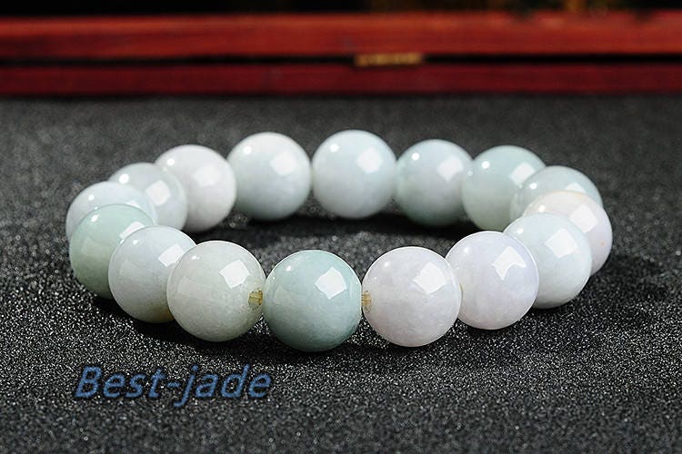 High quality Natural Grade A Jadeite 13*13mm Hand carved Round bead Ball Bracelet Chain Green gemstone Burma jade stone