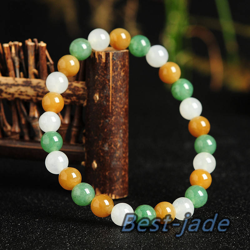 High quality Grade A Natural Jadeite 7*7mm Hand carved Jade Round bead Ball bangle Bracelet Chain Green gemstone Burma stone