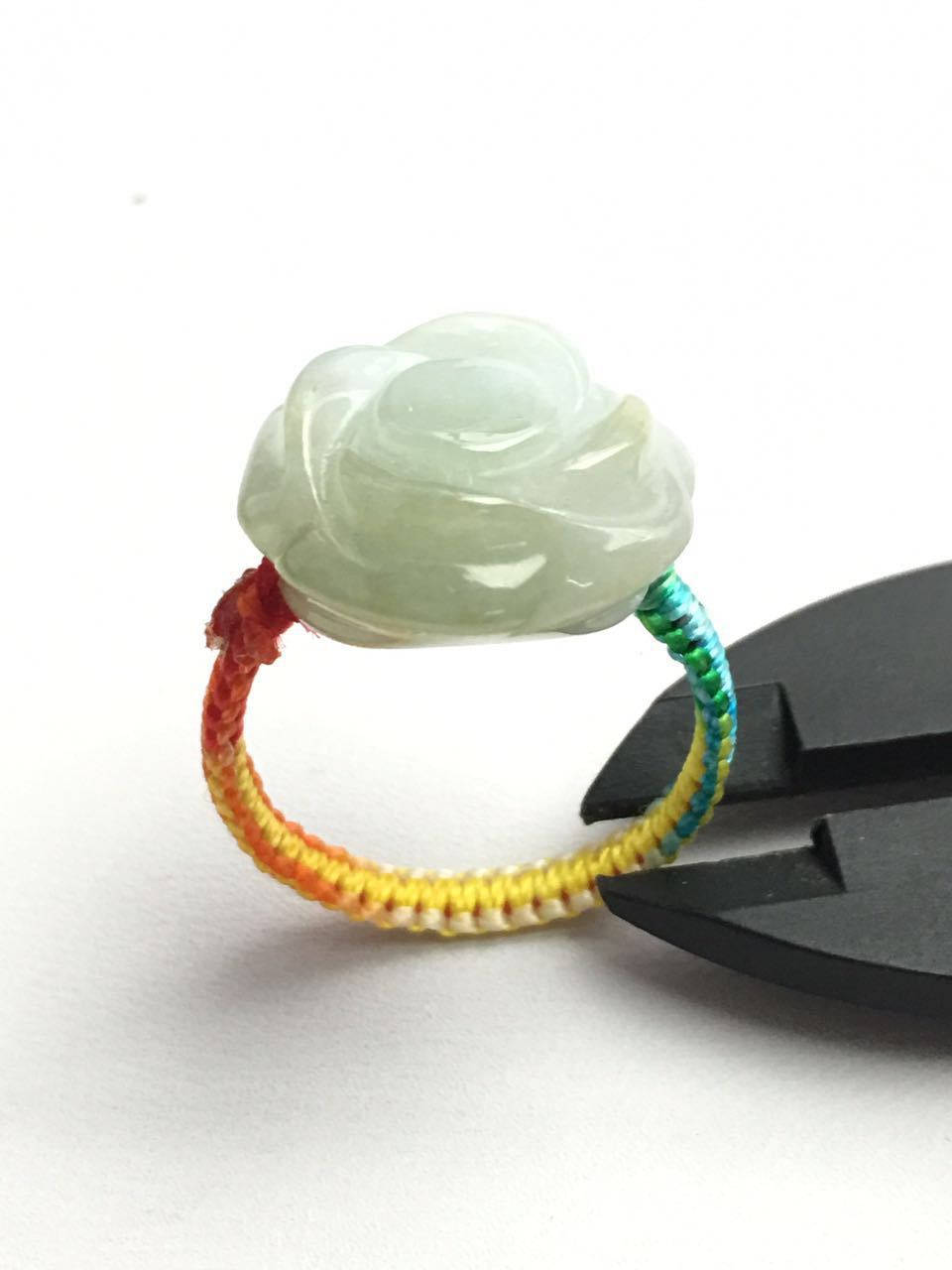 Flower Ring Grade A Natural Jadeite  Hand carved Jade bead bangle Bracelet Chain Green gemstone Burma Lady