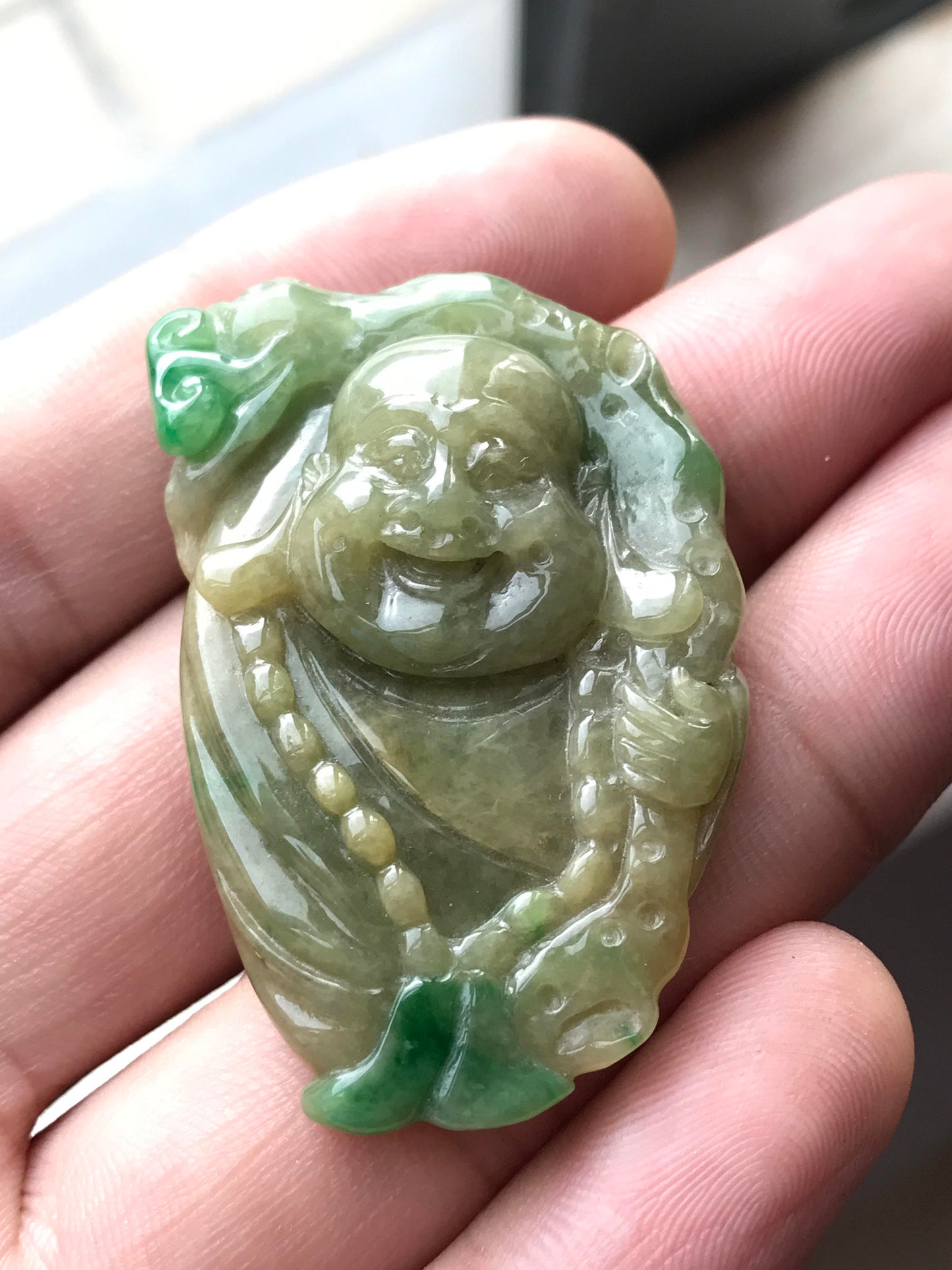 Buddha Certified  Green and Yellow Jade hand carved Natural Grade A Jadeite Burma pendant Necklace Statue Charm hangs falls Anhänger Pixiu