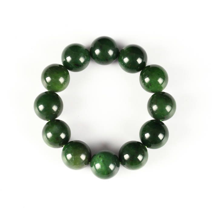 GROßER 18mm Kanadischer Jaspis Top Grade AAA Apfelgrüner Nephrit Jade Perlen Armreif Armband Pounamu Maori Nephrit NZ Jade