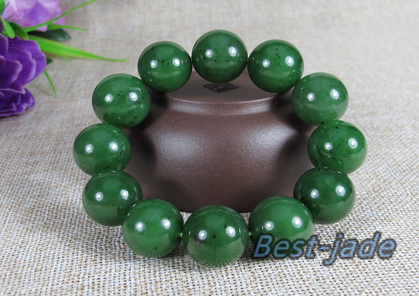 Kanadischer Jaspis Top 19mm Grade apfelgrüner Nephrit Jade Perlen Armreif Pounamu Maori Nephrit BC Jade Grüner Stein Jade Armreif Kette