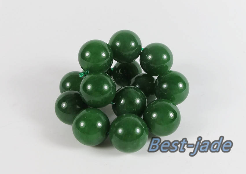 High quality Pure 18mm Grade Apple Green Nephrite Jade Beads Bangle Bracelet Pounamu Maori Nephrite NZ Jade greenstone Ball chain