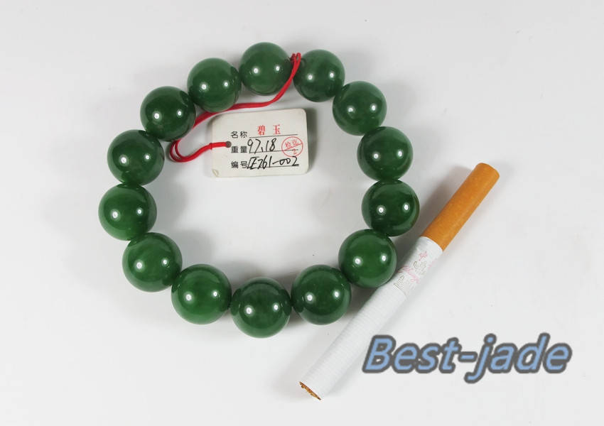 High quality Pure 18mm Grade Apple Green Nephrite Jade Beads Bangle Bracelet Pounamu Maori Nephrite NZ Jade greenstone Ball chain