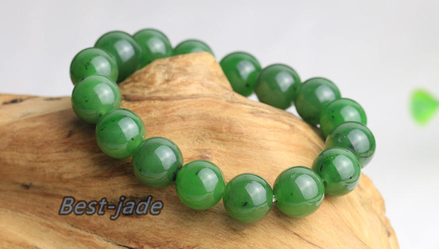 Zertifizierter Top 12mm Grade Apfelgrüner Stein Nephrit Perlen Armreif Armband Pounamu Maori Nephrit NZ Jade Jaspis Kugel Damen Dame Strand BC