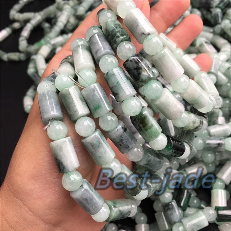 Burma Jade Grade A  Natural Jadeite Hand carved Jade Round bead bangle Bracelet Chain Burma stone Armband string rope