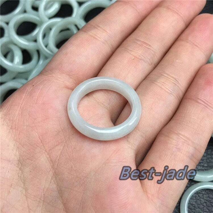 US size 3-14 Wholesale Narrow Ring Natural Grade A Jadeite Burma Jade band Green gemstone Lady Myanmar jadeite Jewelry gift