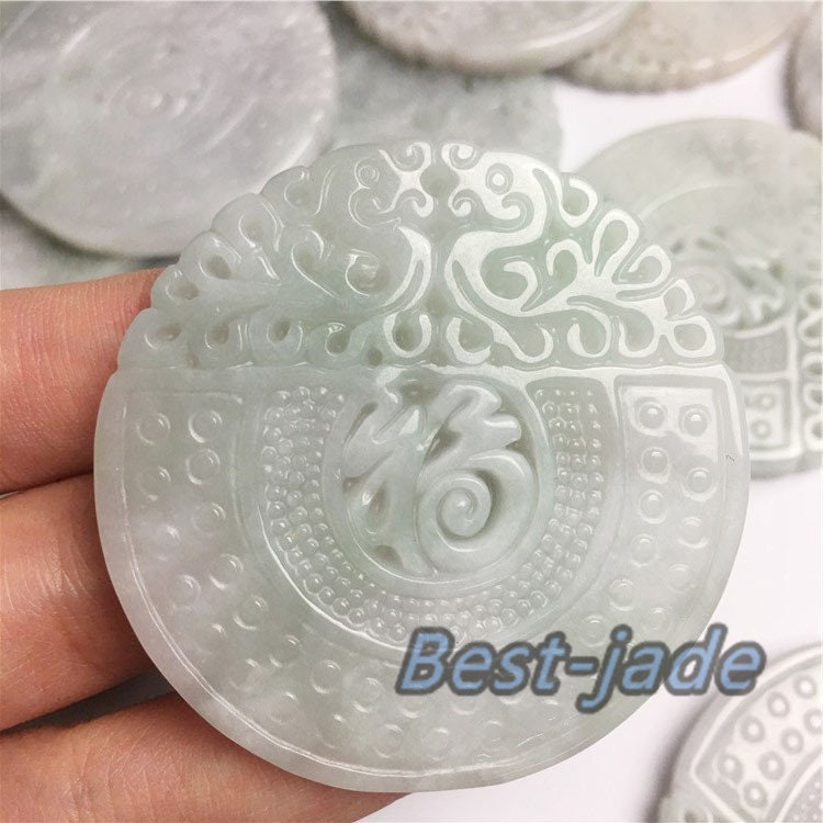 10 pcs Vintage Dragon FU Grade A jade Green Jade ICE Jadeite Chinese Carved ,birthday gift men's Pendant