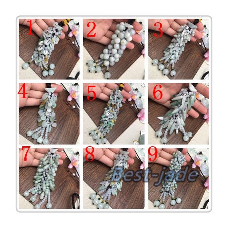 9Style Car hanging Grade A Jade Burma jadeite Green Myanmar Jadeite Gemstone hang decorations Bag Hangings