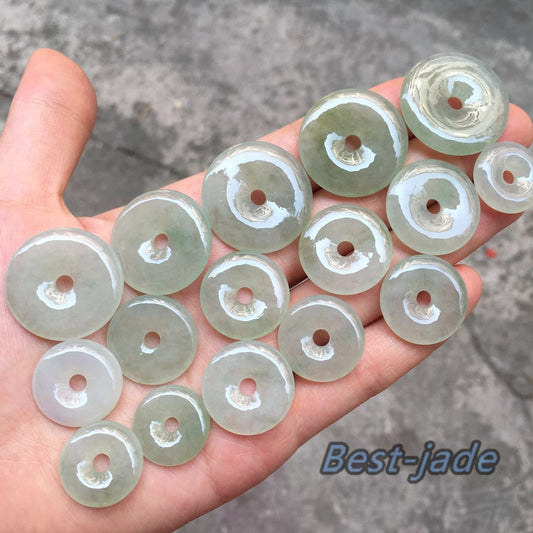 5Pcs Lot Lucky Donut jade Natural Ice Grade A  Jade Burma Jadeite Doughnut Roundness Beads Perle earring drop Myanmar Jadeite gift