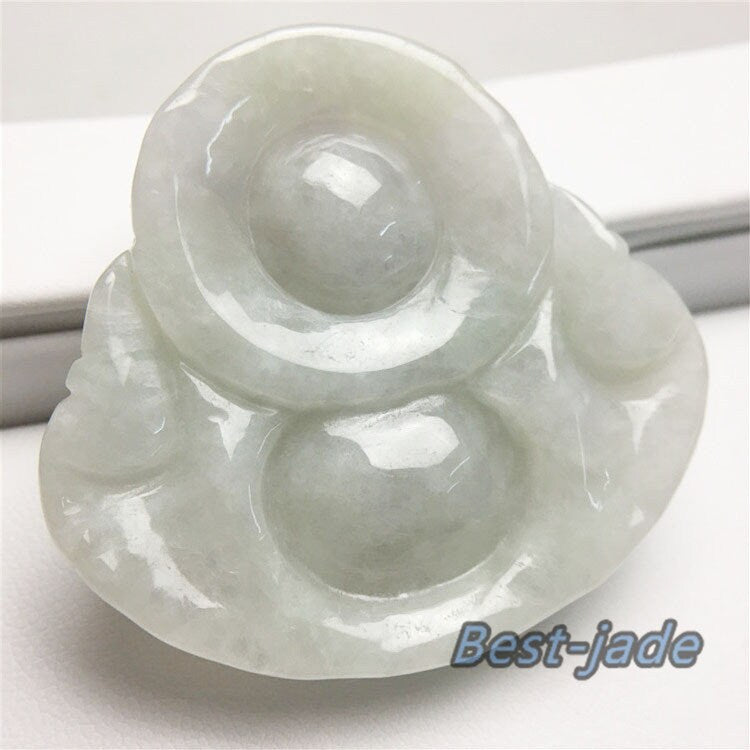 Big Buddha pendant Natural Grade A Jade ICE Burma Jadeite Chinese Carved ,Myanmar Jadeite Pendant necklace Statue hanging