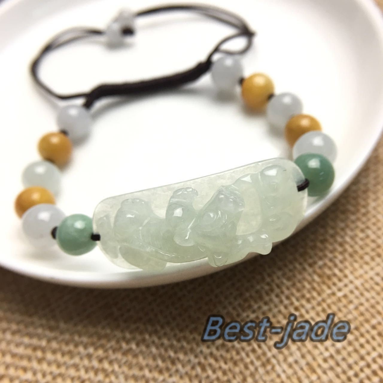 10PCS Pixiu dragon bangle Jade Grade A  Natural Jadeite Hand carved Jade Bracelet Chain Burma A stone Armband n. Браслет rope