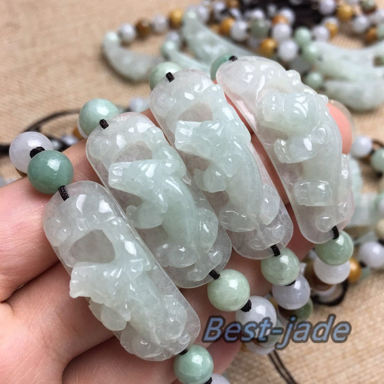 10PCS Pixiu dragon bangle Jade Grade A  Natural Jadeite Hand carved Jade Bracelet Chain Burma A stone Armband n. Браслет rope