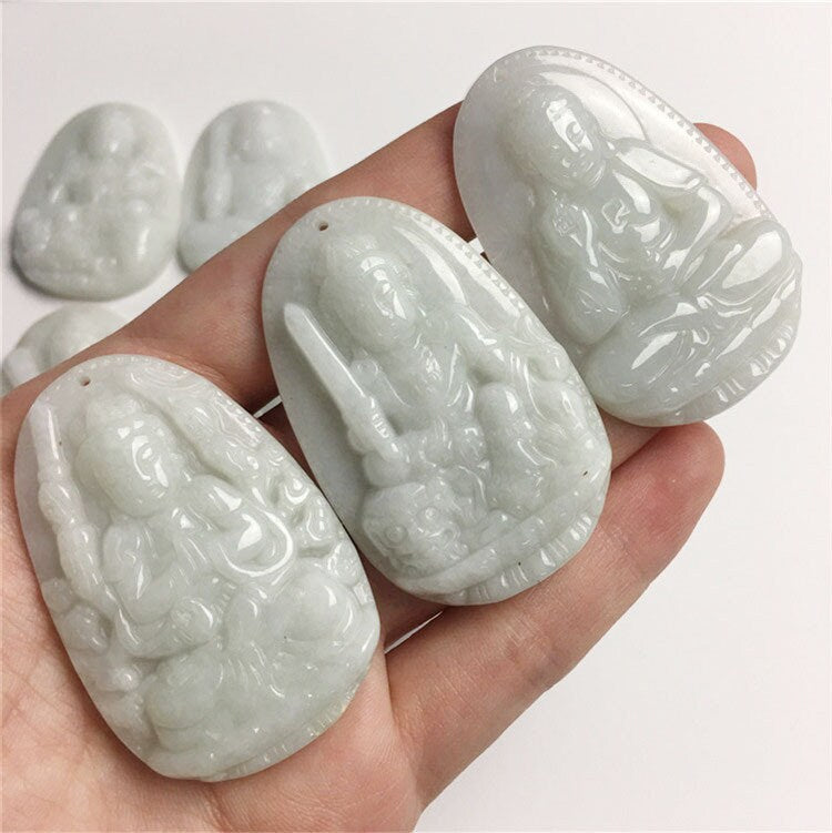 1Set 8 Patron saint Natural Grade A Jade Burma Jadeite Handmade DIY gemstone Jewelry jade pendant