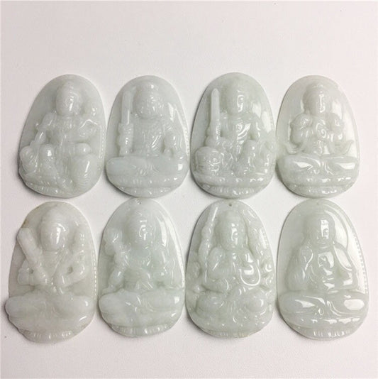 1Set 8 Patron saint Natural Grade A Jade Burma Jadeite Handmade DIY gemstone Jewelry jade pendant