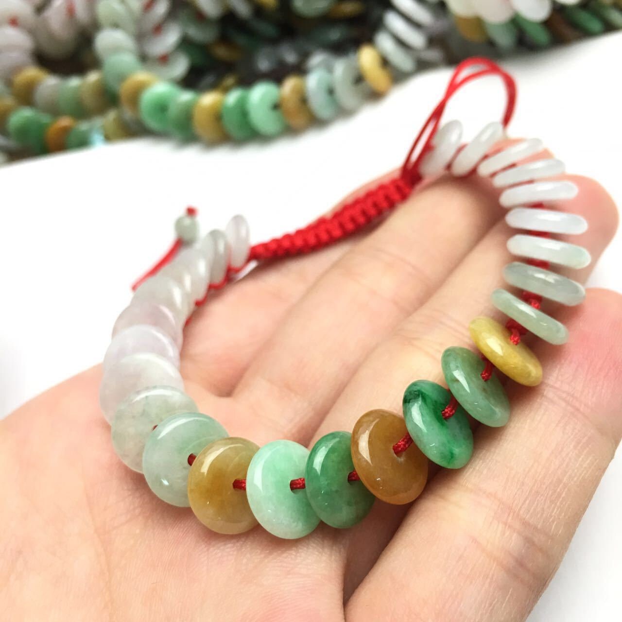 ICE Jade Grade A Green Natural Jadeite Hand carved Jade Round bead bangle Bracelet Chain Burma stone Armband string rope