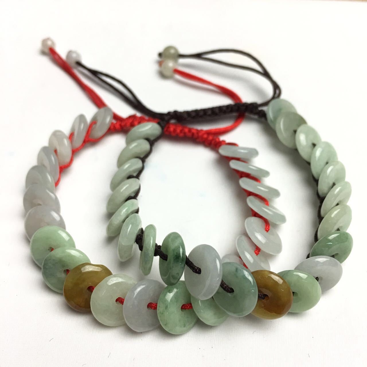 Certificated Green ICE Jade Grade A Jadeite Handmade bracelet Round bead  Chain Burma jadeite stone Armband string rope