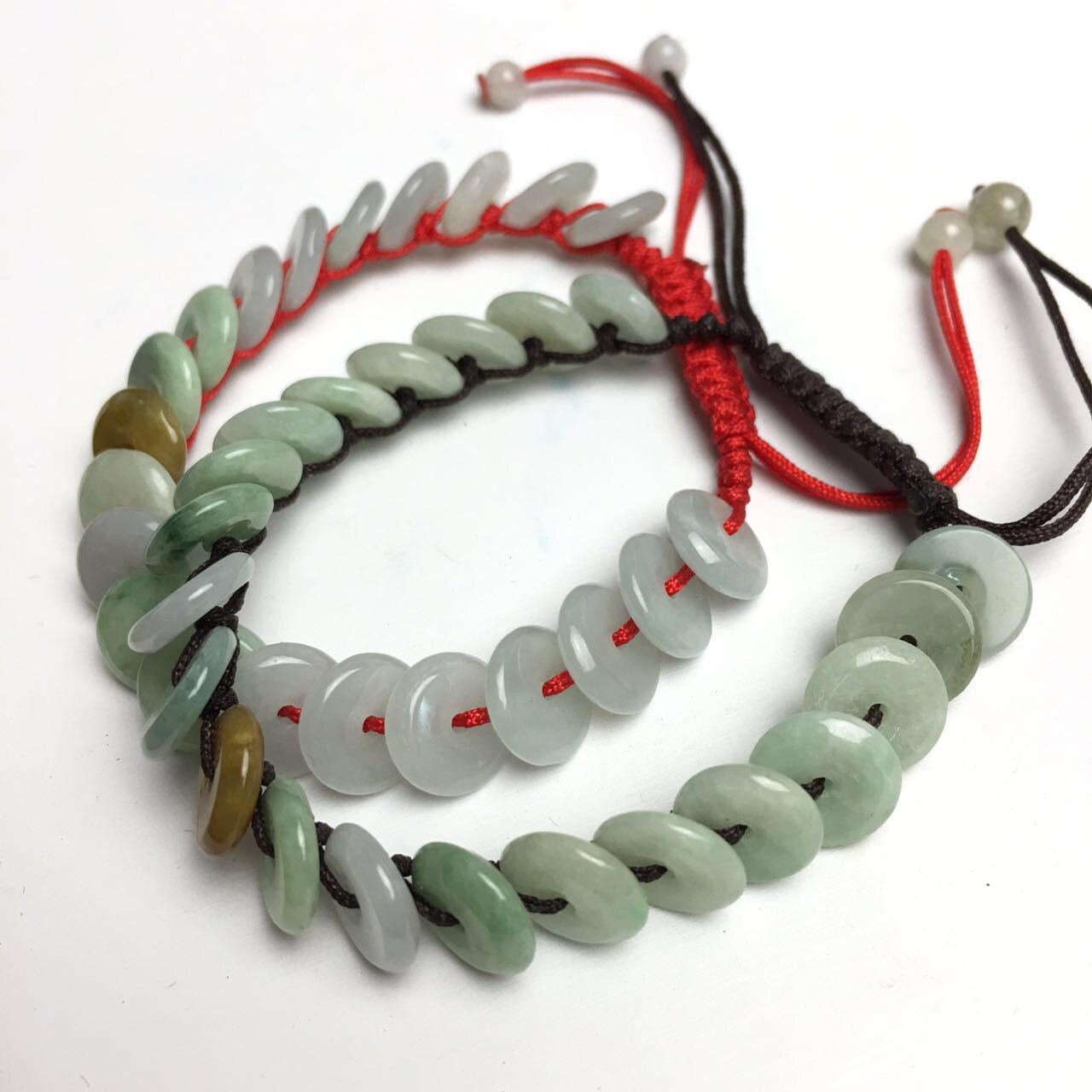 Certificated Green ICE Jade Grade A Jadeite Handmade bracelet Round bead  Chain Burma jadeite stone Armband string rope