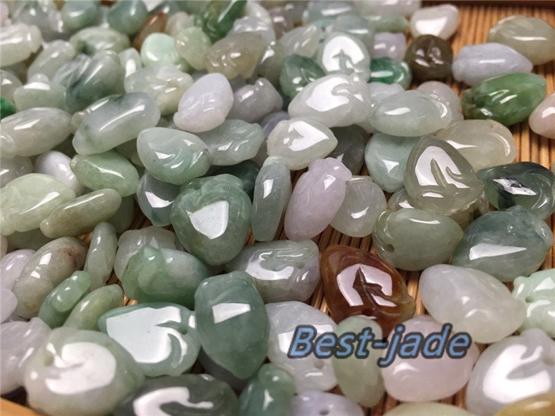 Wholesale Peach beads Natural Green Grade A Jade ICE Jadeite Myanmar jade Pendant necklace jade gift