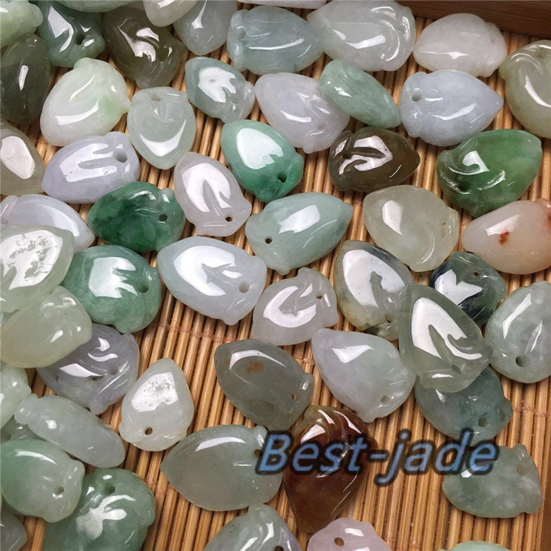 Wholesale Peach beads Natural Green Grade A Jade ICE Jadeite Myanmar jade Pendant necklace jade gift