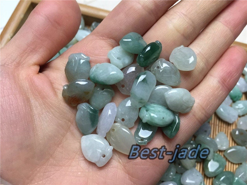 Wholesale Peach beads Natural Green Grade A Jade ICE Jadeite Myanmar jade Pendant necklace jade gift