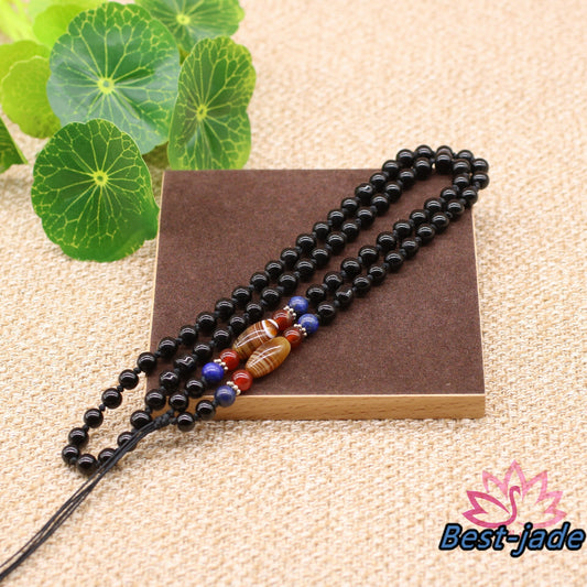 Xaga Obsidian Necklace Hand Woven Braided Black Rope Lady hand String Cord strap Man Bead chain Chinese Style collier Halskette f.