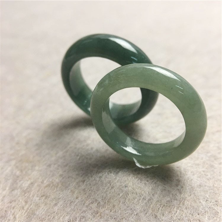 US size 4-12 Narrow Ring Natural Grade A Jadeite Ice Green Gray Jade gemstone Burma Jade bead