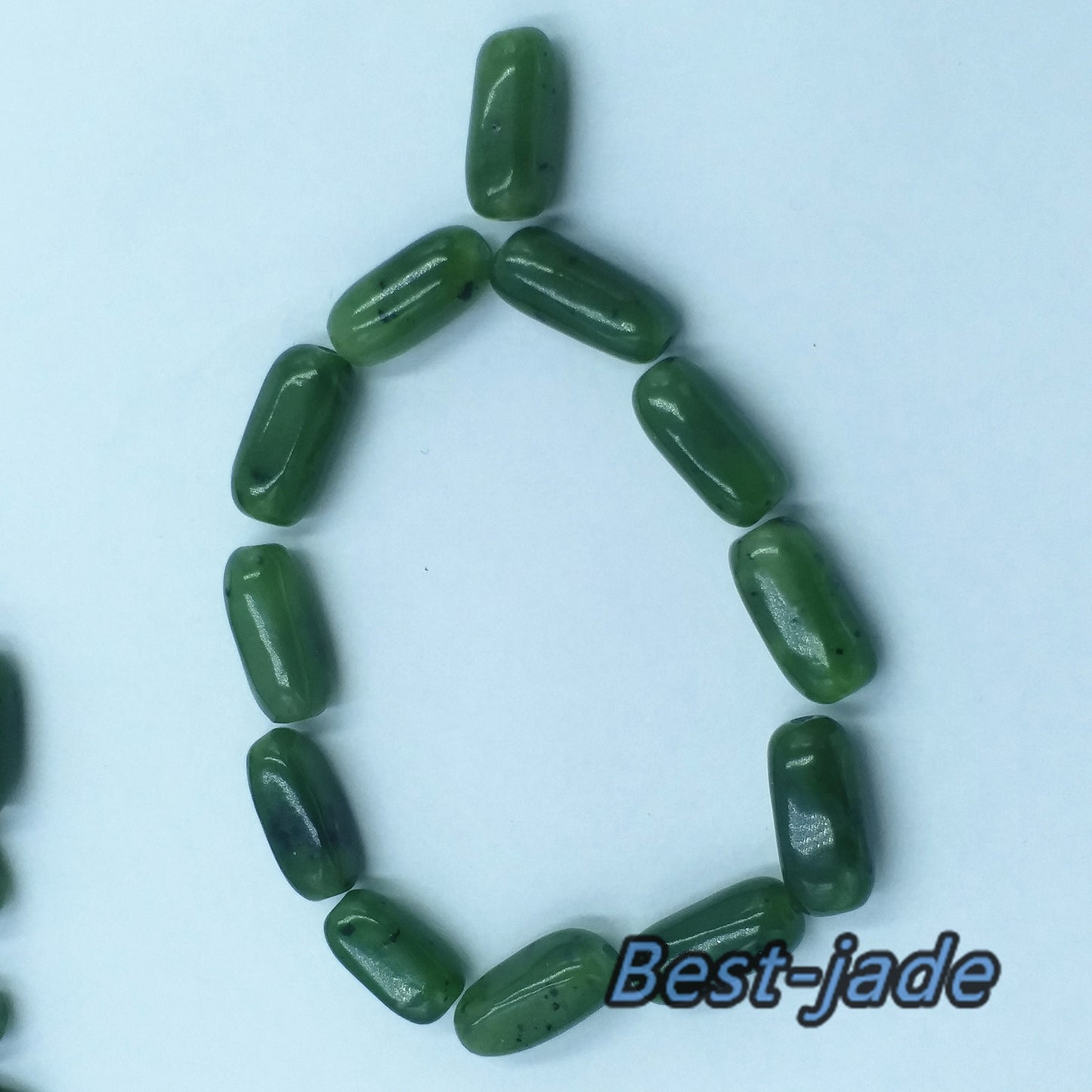 10 PCS  Natural Canadian jade Nephrite Barrel  Greenstone Pounamu Beads  Pearl Maori style Green NZ jade bucket jadeware