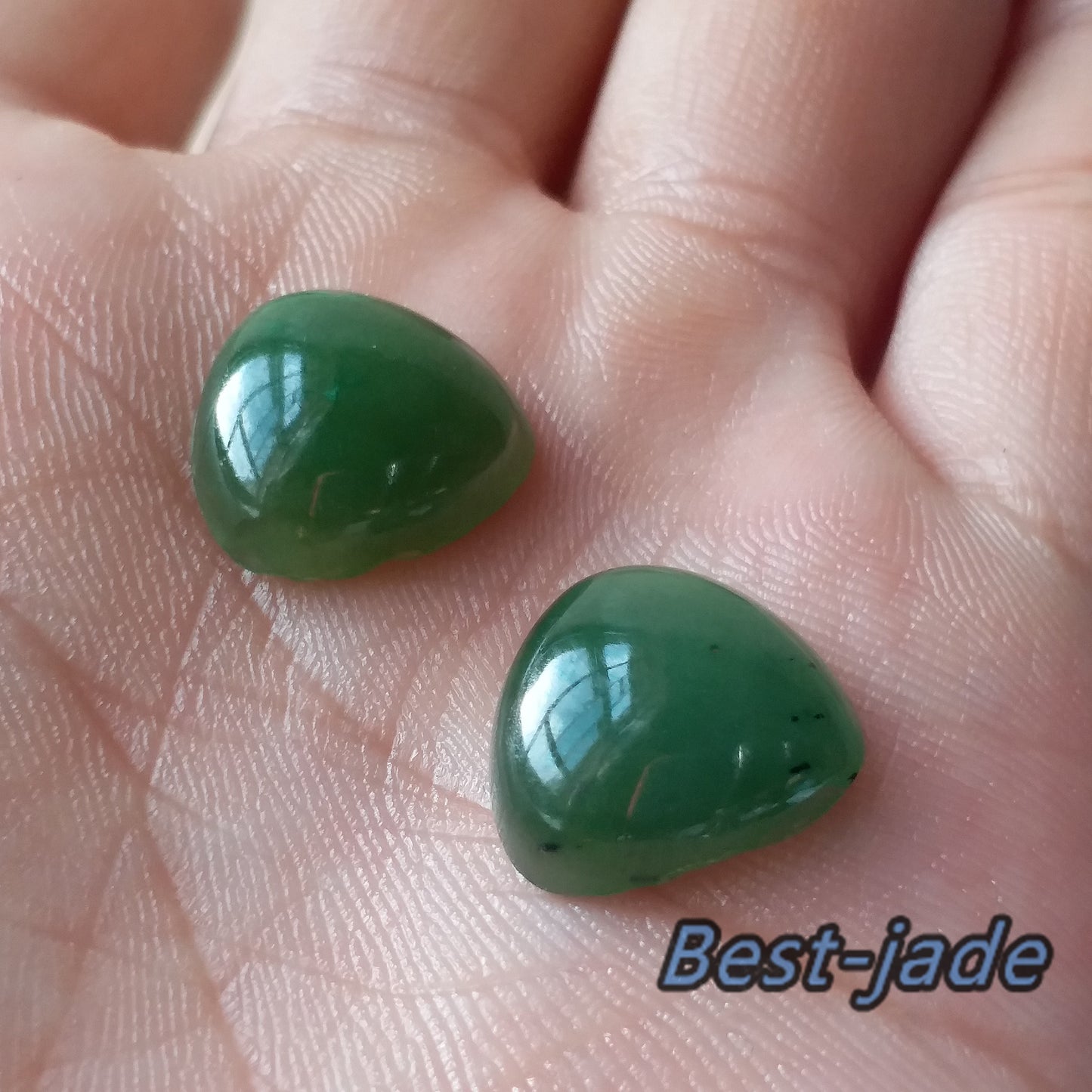 10PCS Triangle Trillion 14*14mm cab cabochon Canadian jade Nephrite Green Jasper Greenstone Pounamu Beads  Pearl NZ tessera inlay on lay