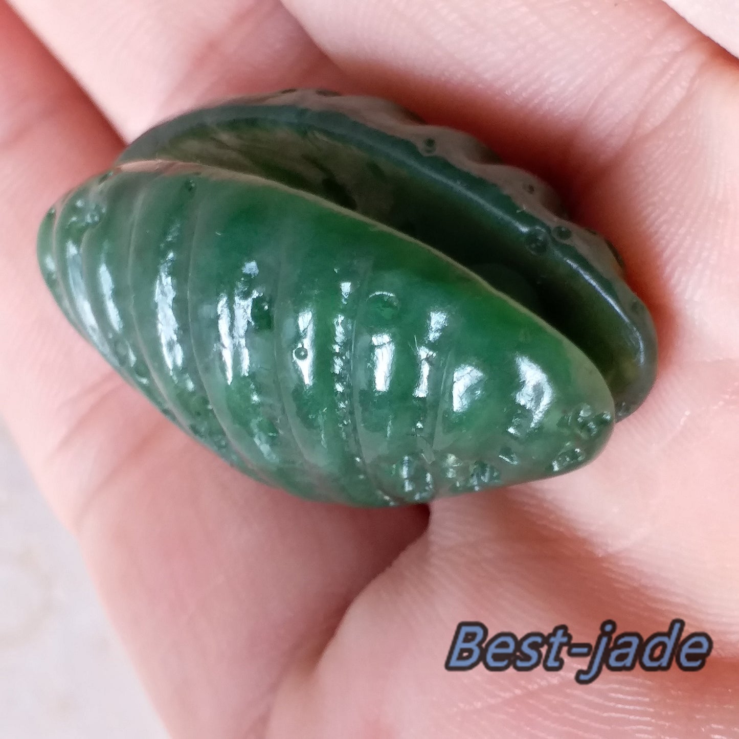 1 STÜCK Ausgehöhlte Sseashell Coquille Perlen Kanadische Jade Nephrit Grüner Jaspis Grünstein Pounamu Anhänger Halskette Perle NZ Jadeware